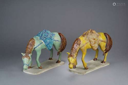 The Bergman-O'Gorman Horses: a pair of Tang style sancai-glazed pottery figures