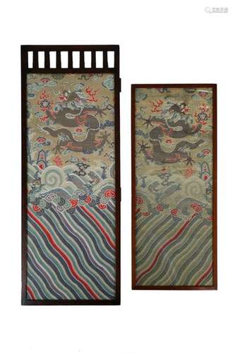 Two Chinese Embroidered Panels in Liberty Frames