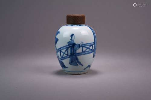 A Chinese Blue and White Tea Caddy