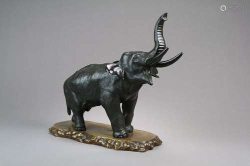 A Japanese Bronze Figure of an Elephant