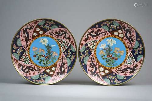 A Pair of Japanese Cloisonne Dishes