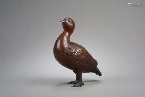 A Japanese Bronze Figure of a Duck