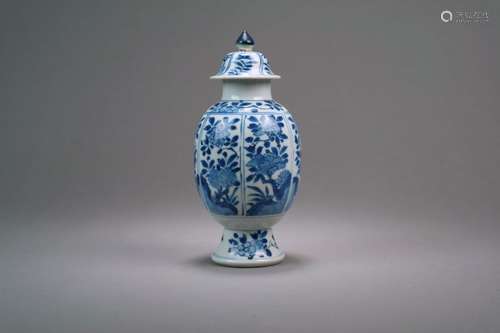 A Chinese Blue and White Tea Caddy and Cover