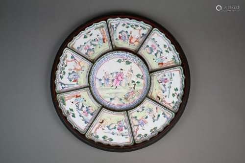 A Chinese Cased Enamel Luncheon Set