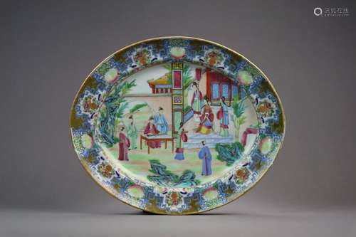 A Chinese Canton Famille Rose Oval Platter