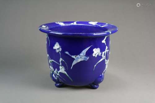 A Japanese Blue Glazed Jardiniere