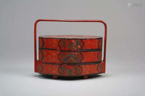 A Chinese Lacquer Three-Part Box