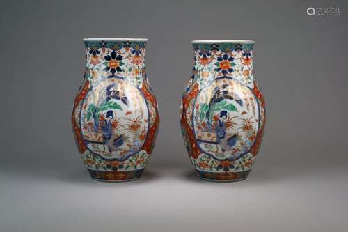 A Pair of Japanese Imari Vases