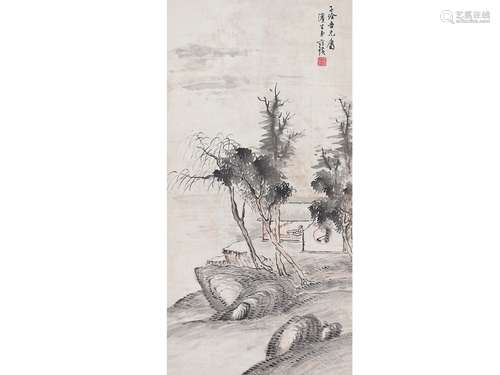 齐白石（1864～1957） 山水 屏轴 设色纸本