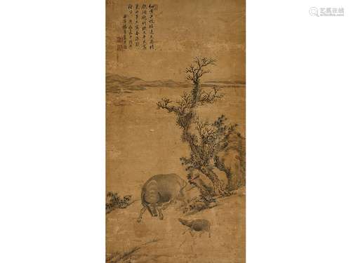 杨晋（1644～1728） 双牛图 立轴 水墨纸本