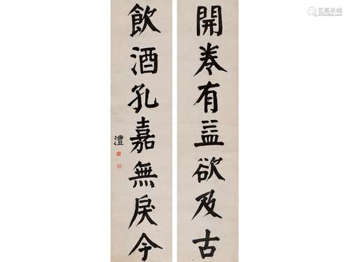 钱沣（1740～1795） 书法对联 对联 水墨纸本