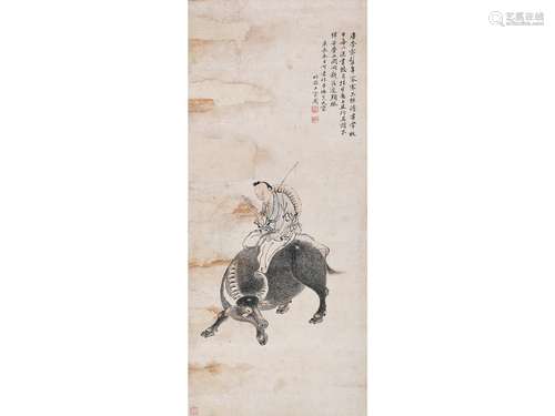 上官周（1665～1752） 牧牛童 立轴 设色纸本