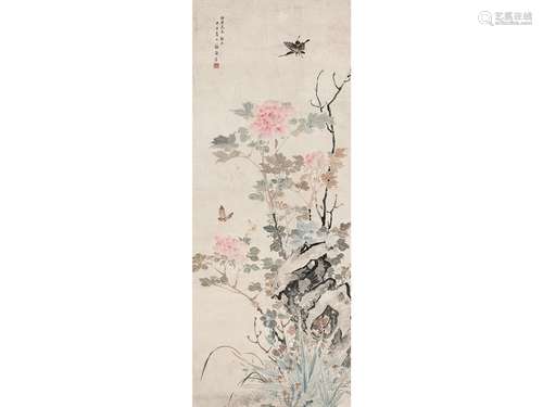 梅兰芳（1894～1961） 花蝶图 立轴 设色纸本