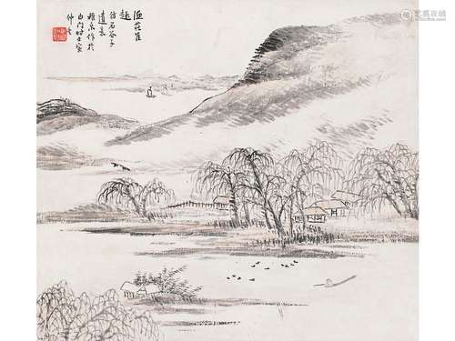 萧俊贤（1865～1949） 山水 立轴 设色纸本