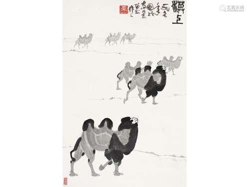 吴作人（1908～1997） 漠上 立轴 设色纸本