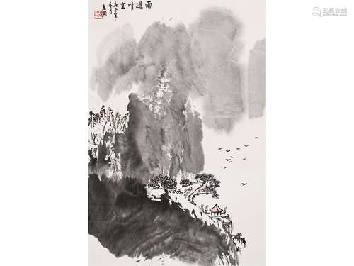 孙克纲（b.1923） 雨过晴空图 镜片 设色纸本