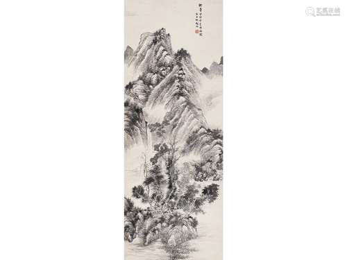 胡铁梅（1848～1899） 山水 中堂立轴 设色纸本