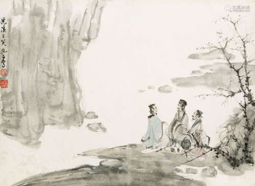 傅抱石（1904～1965） 虎溪三笑 镜心 设色纸本