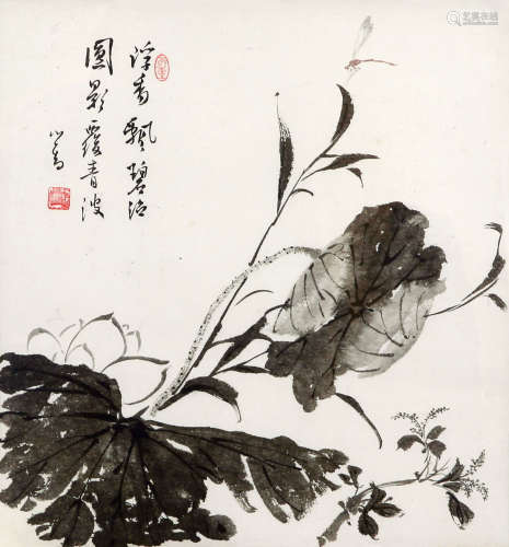 溥儒（1896～1963） 桂荷蜻蜓 镜心 设色纸本