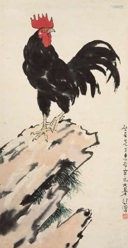 徐悲鸿（1895～1953） 1941年作 雄鸡独立 镜心 设色纸本
