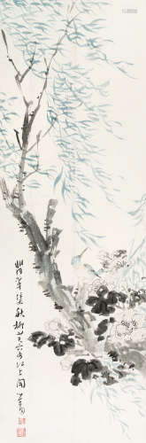 溥儒（1896～1963） 芙蓉翠鸟 镜心 设色纸本