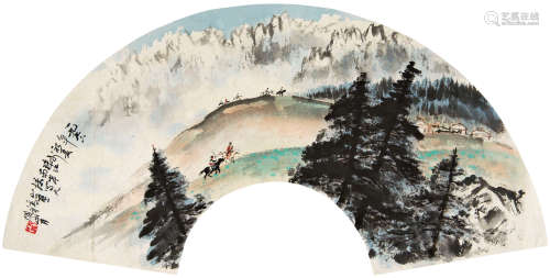 关山月（1912～2000） 1976年作 天山飞骑 镜心 设色纸本