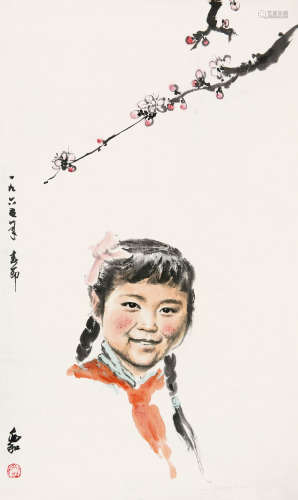 蒋兆和（1904～1986） 1965年作 红领巾 立轴 设色纸本