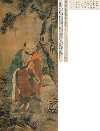 郑重（明） 1669年作 达摩图 立轴 设色绢本