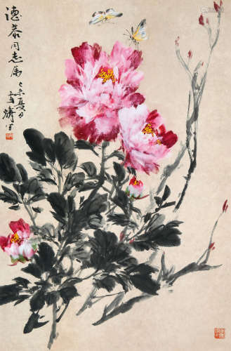 王雪涛（1903～1982） 1979年作 牡丹蝴蝶 镜心 设色纸本