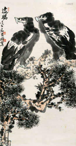 李苦禅（1899～1983） 1978年作 远瞩 立轴 设色纸本