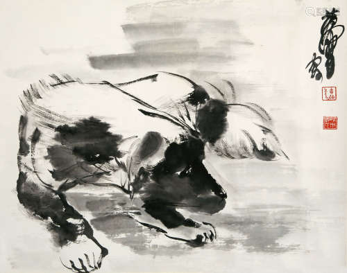 黄胄（1925～1997） 狗 镜心 水墨纸本