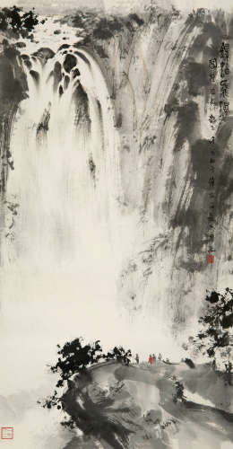 傅抱石（1904～1965） 1962年作 镜泊飞泉 立轴 设色纸本