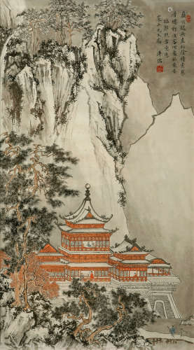 溥儒（1896～1963） 雪景楼阁 镜心 设色纸本
