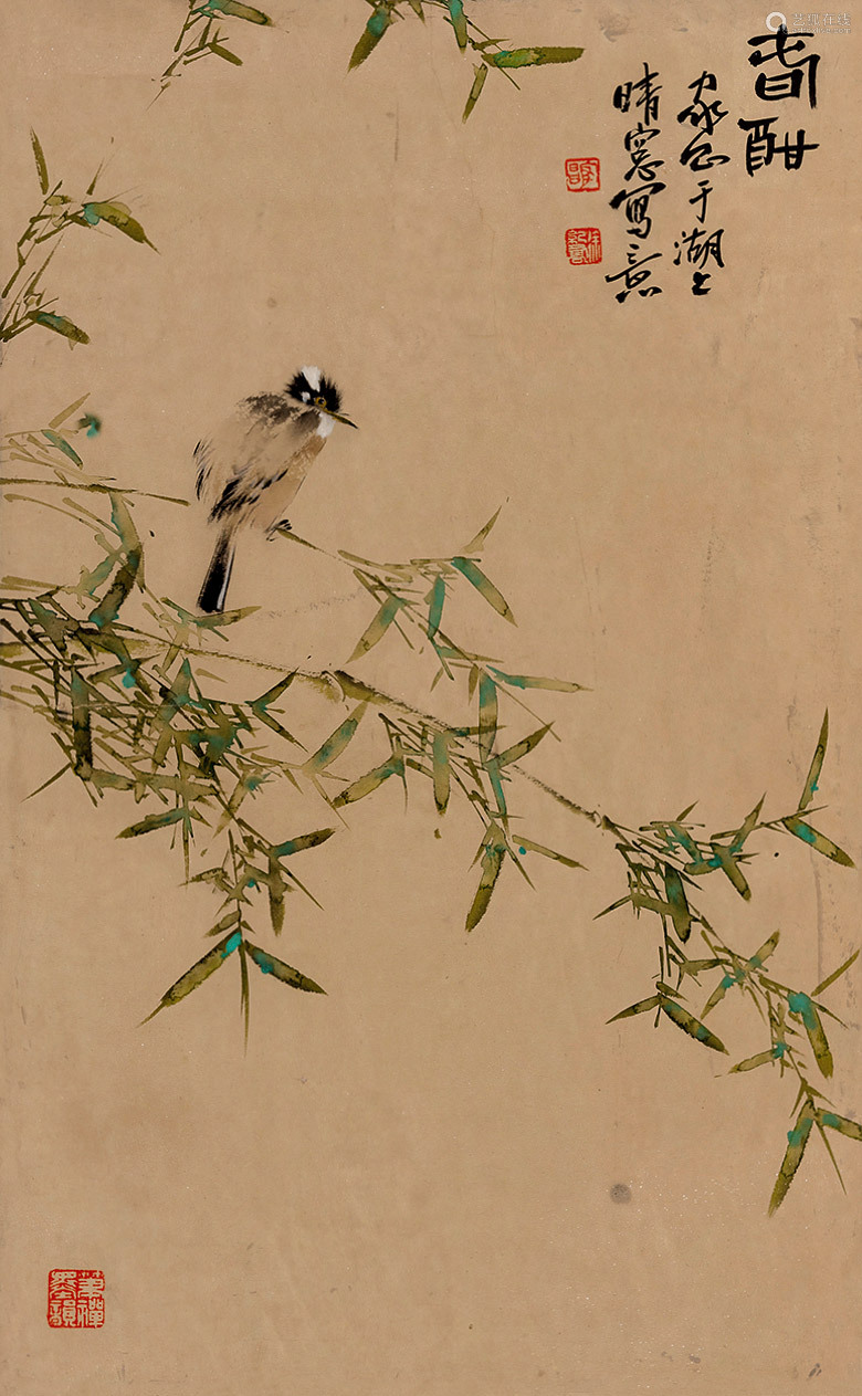 徐家昌花鸟立轴