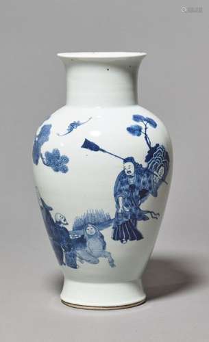 A BLUE AND WHITE ‘YELLOW EMPEROR AND BAI ZE’ PORCELAIN …