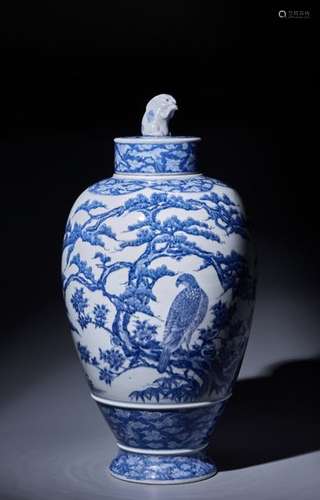 A LARGE AND FINE SETO WARE BLUE AND WHITE PORCELAIN VAS…