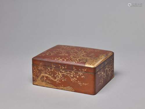 A FINE LACQUERED RYOSHIBAKO (DOCUMENTS BOX) WITH SAKURA…