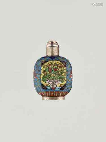 A CLOISONNÉ ‘CRICKET’ SNUFF BOTTLE, QING DYNASTY