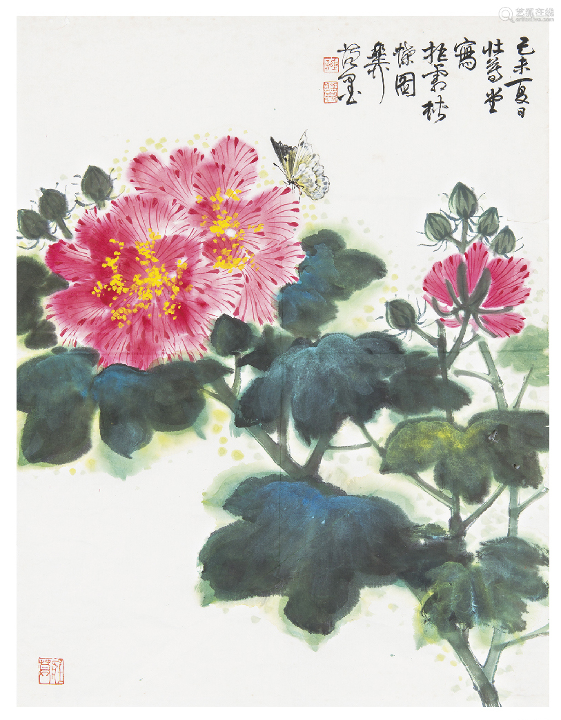 謝稚柳 1910 1997 花蝶圖設色紙本鏡心 Deal Price Picture 謝稚柳 1910 1997 花蝶圖設色紙本鏡心 Deal Price Picture