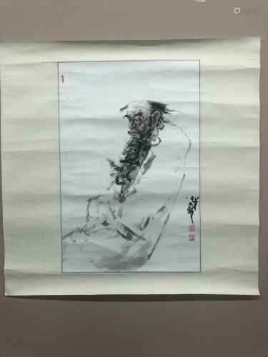 中国国画协会会员邹茂勇《达摩》纸本镜心