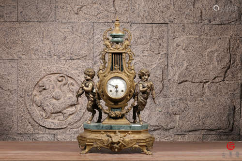 20世纪·欧洲贵族式铜鎏金奢华天使造像座钟（可正常行走）