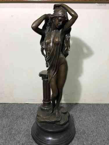 18世纪.铜制西洋裸女雕塑立像摆件
