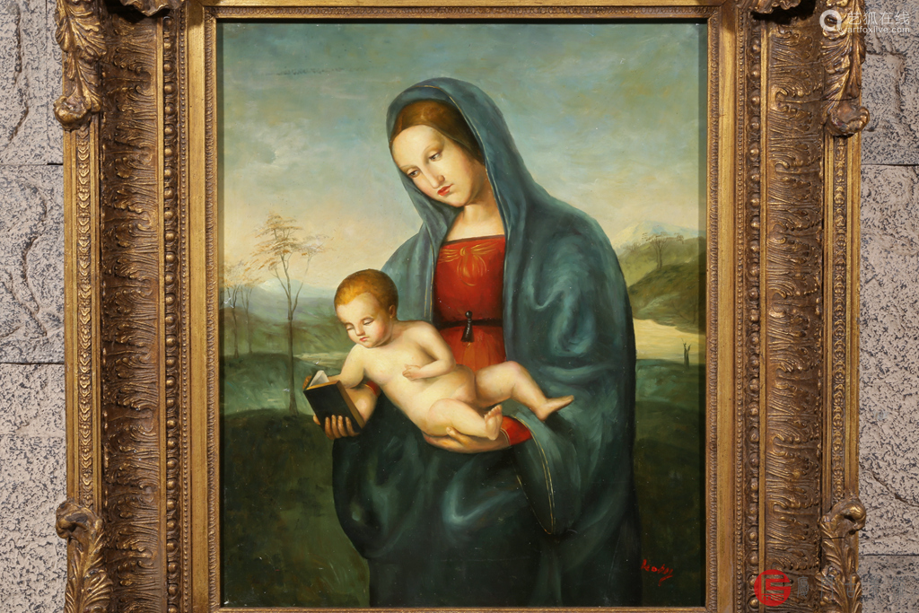 19世纪末 欧洲贵族奢华木框漆金大师作 圣母子像 油画挂屏 Deal Price Picture 19世纪末 欧洲贵族奢华木框漆金大师作 圣母子像 油画挂屏 Deal Price Picture