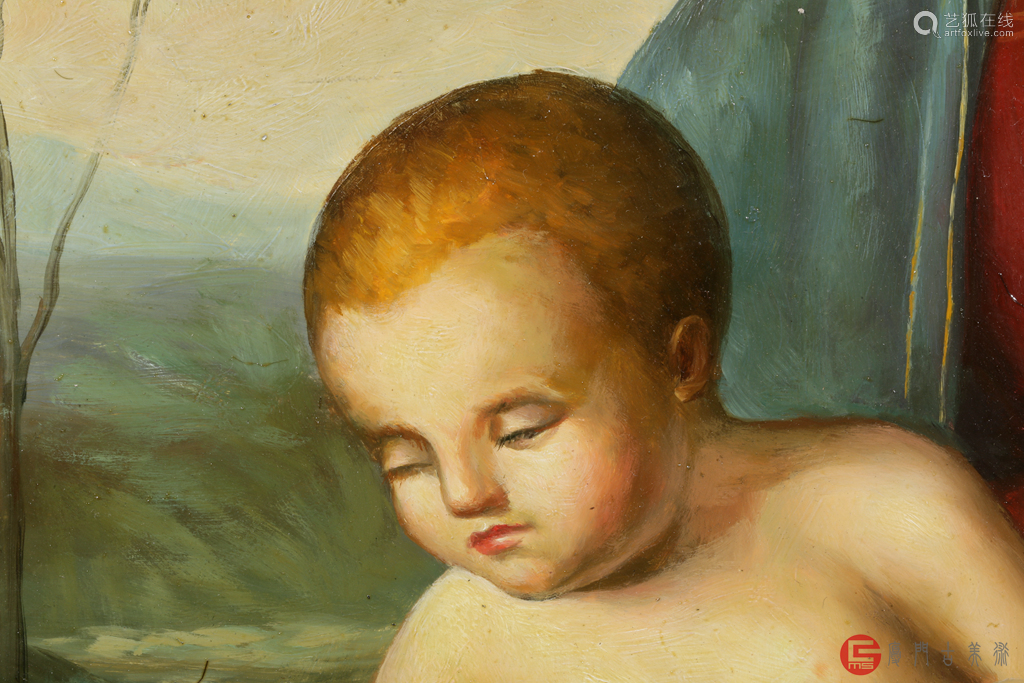 19世纪末 欧洲贵族奢华木框漆金大师作 圣母子像 油画挂屏 Deal Price Picture