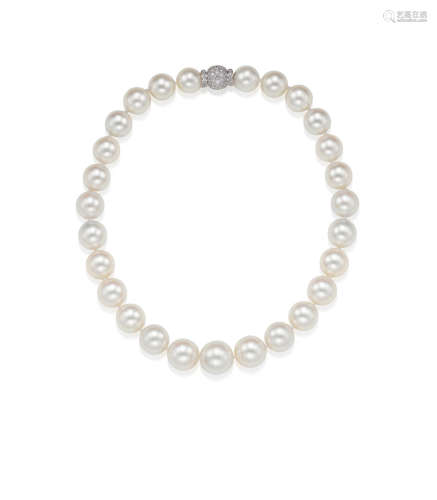 A Cultured Pearl and Diamond Necklace, by J. Stella