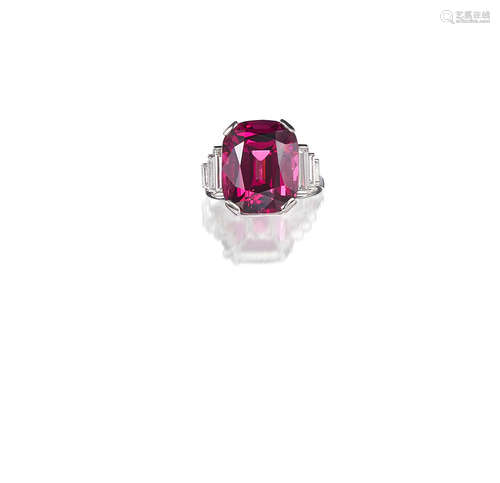 A Spinel and Diamond Ring