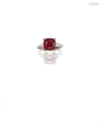 A Spinel and Diamond Ring