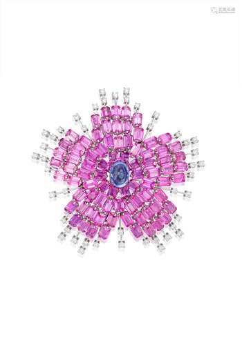 A Sapphire and Diamond Brooch,  by Alexander Laut