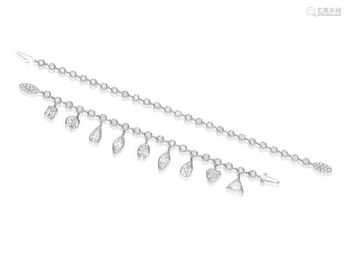 (2) A Diamond Necklace and Bracelet Combination