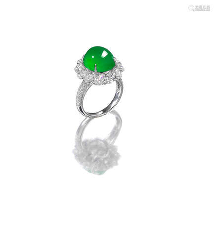 A Jadeite and Diamond Ring